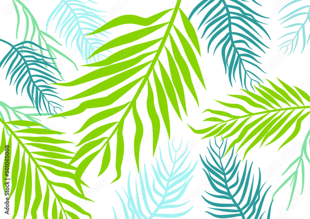 Seamless palm leaves vector pattern. Simple exotic palm leaf pattern. Trendy botanic design for textiles and interiors. Modern tropical background