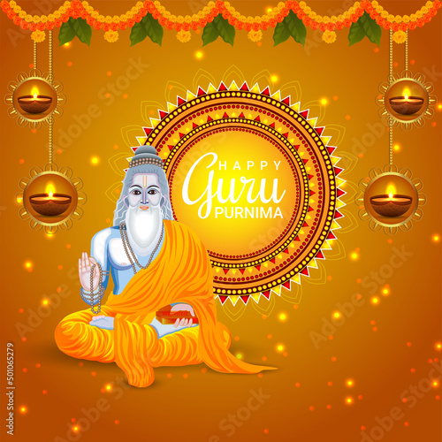 Happy guru purnima vector illustration background