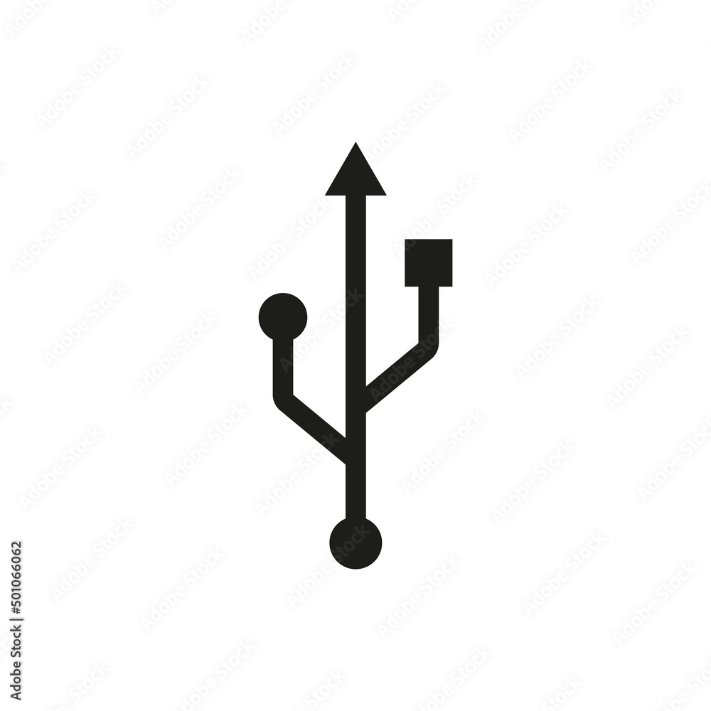 Usb icon. Usb symbol. Port for connection. Data hub. Plug connector. Sign of computer cable. Portable external device. Vector Usb icon. Usb symbol. Port for connection. Data hub. Plug connector. Sign of computer cable. Portable external device. Vector