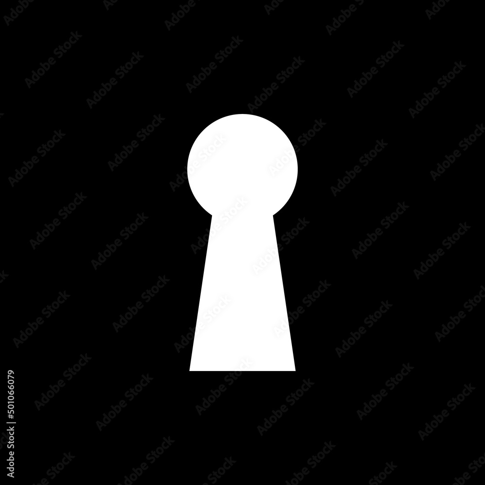 Keyhole. Key hole icon. Door keyhole. Shape of lock of door. White key hole isolated on black background. Logo for home and entrance. Vector Keyhole. Key hole icon. Door keyhole. Shape of lock of door. White key hole isolated on black background. Logo for home and entrance. Vector