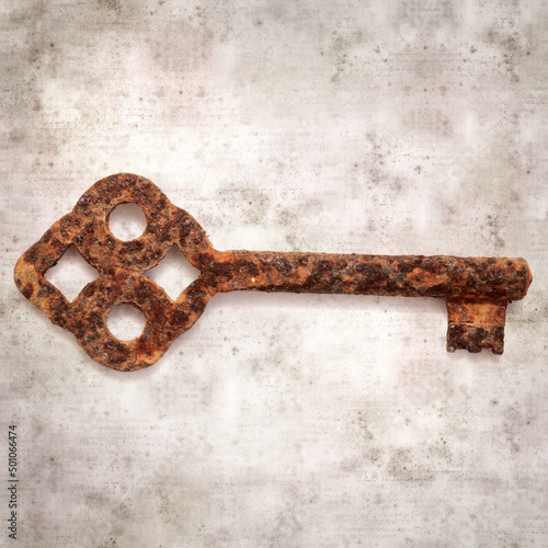 stylish textured old paper background with old rusty key  © Tamara Kulikova