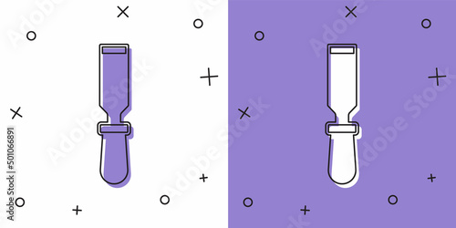 Set Chisel tool for wood icon isolated on white and purple background. Vector
