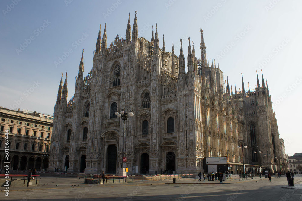 evocative image of the Milan Cathedral in Italy, 
one of the most important squares in the city