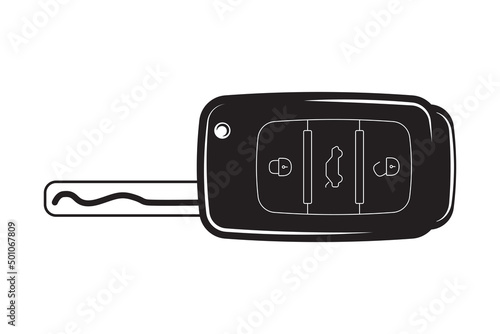 Key car with security system. Vehicle safety alarm remote icon.