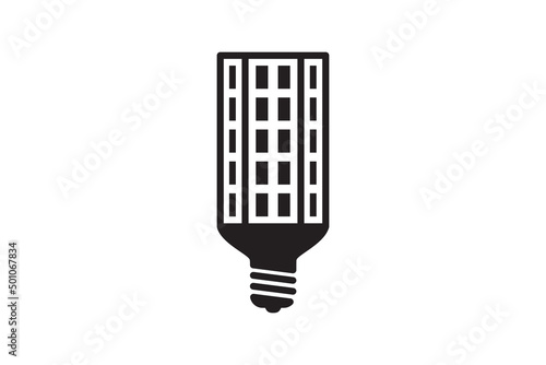 Led lamp icon energy economy technology. Electric bulb power modern innovation. Smart home vector sign.