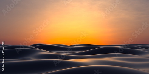 abstract dark calm sea waves ocean ripple sunset sunrise glowing sky product in drowning water display backdrop set 3d rendering banner poster advertisement background mockup beauty cosmetic fashion © Chintan