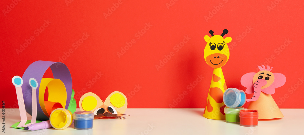 Obraz premium Concept of World Children's Day against red background