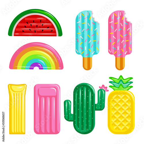 Set of mattresses for swimming of different shapes