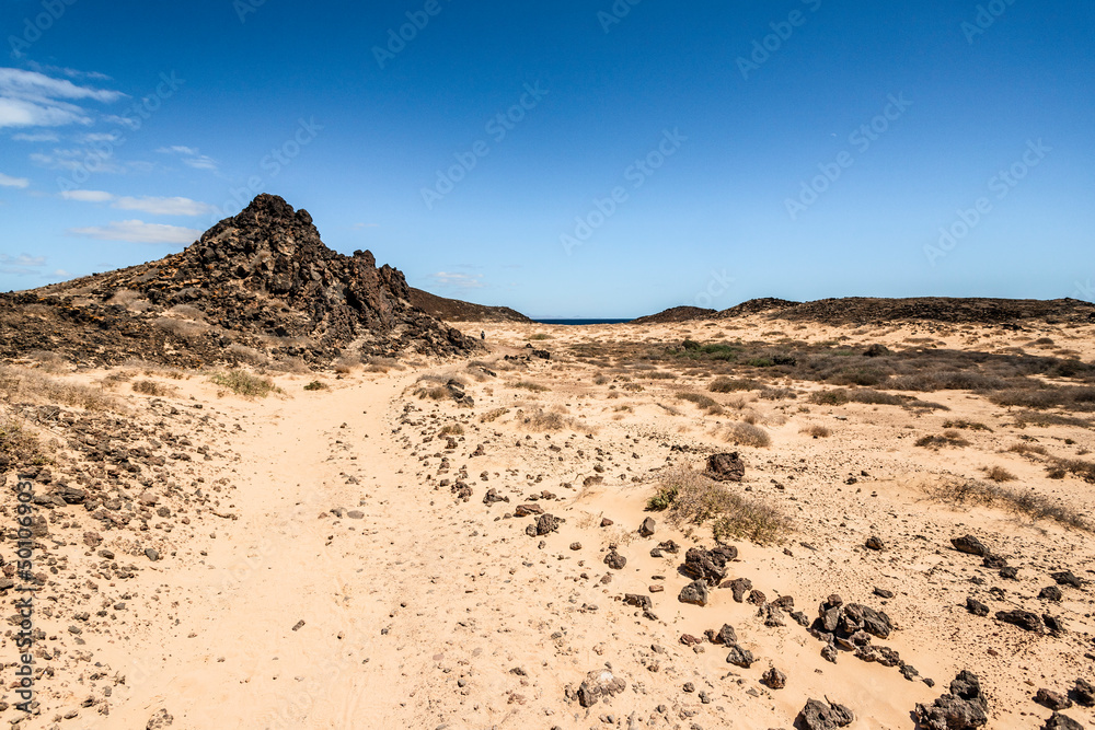 Panorama from Isla de Lobos in Fuerteventura, Spain.