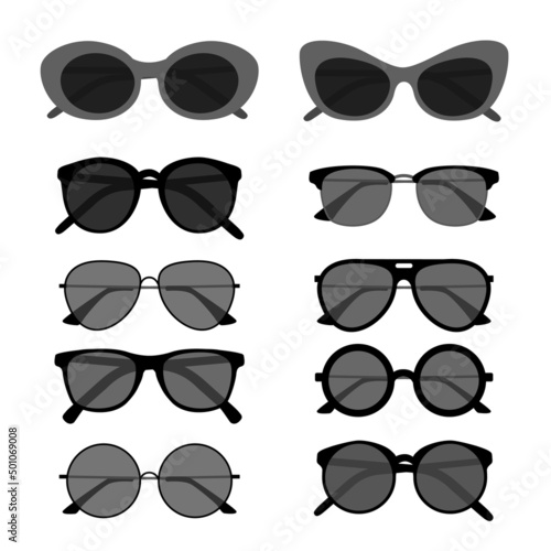 A set of sunglasses in black. Retro and modern