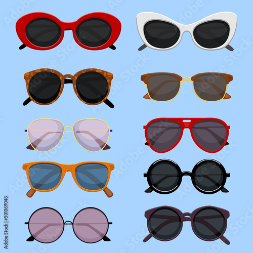 A set of sunglasses in different colors