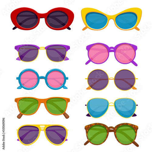 A set of sunglasses in different colors