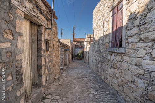 Village of Lofou, a traditional, picturesque, intimate, and tiny village, renowned for its old architecture pretty, refurbished houses & winding, cobbled streets, Limasol distrct, Cyprus.