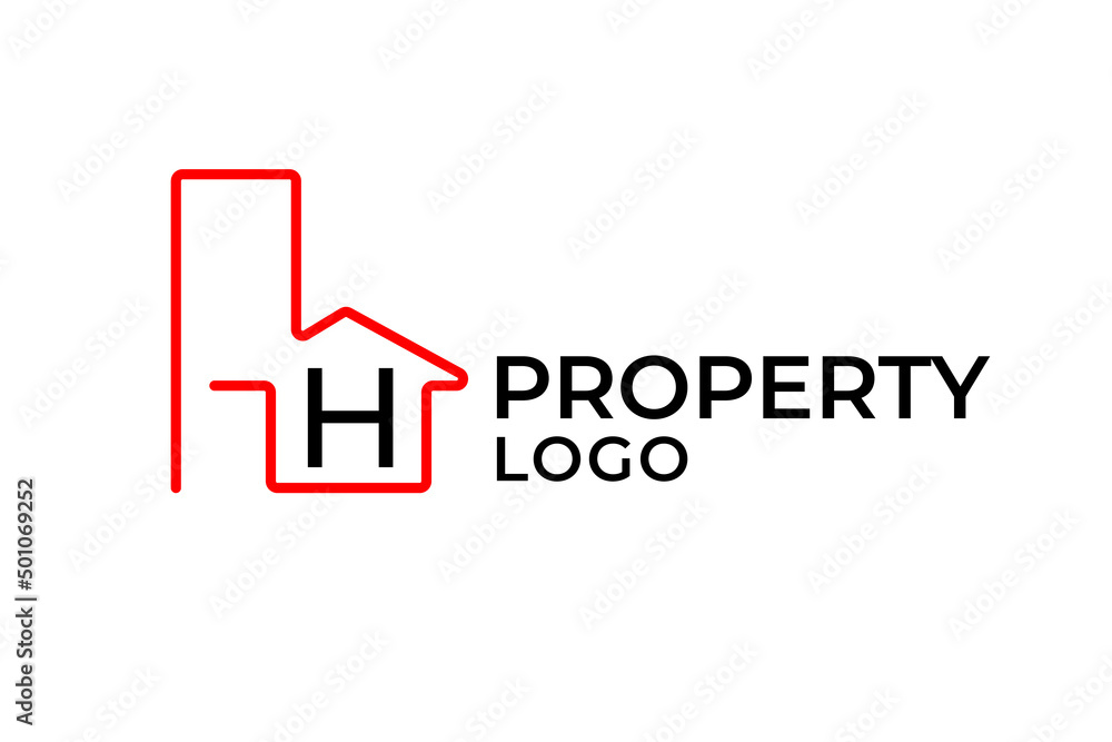 letter H minimalist outline building vector logo design element letter H minimalist outline building vector logo design element