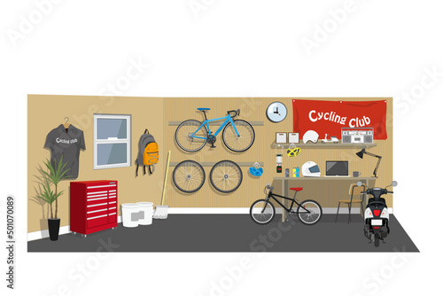 自転車のあるガレージ