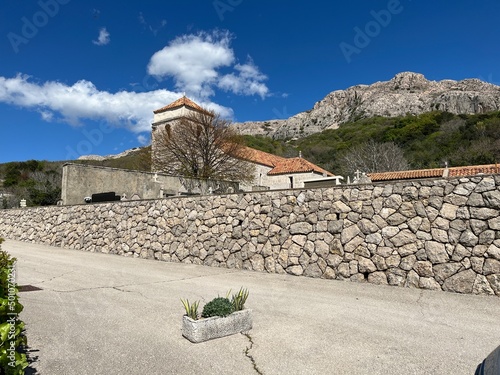 Famous chapel in Baska, Krk island, Croatia where Bascanska table was found photo