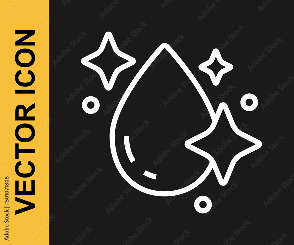 White line Water drop icon isolated on black background. Vector White line Water drop icon isolated on black background. Vector