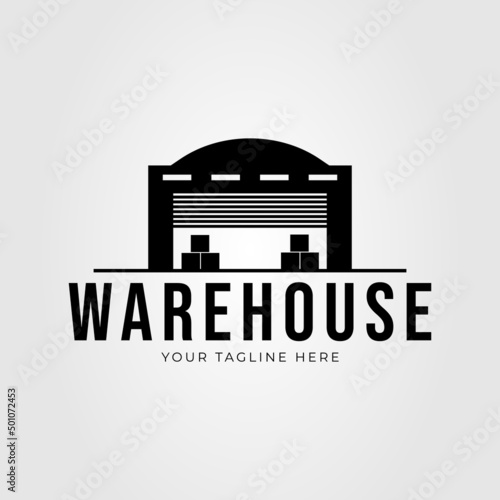silhouette warehouse or storehouse building logo vector illustration design