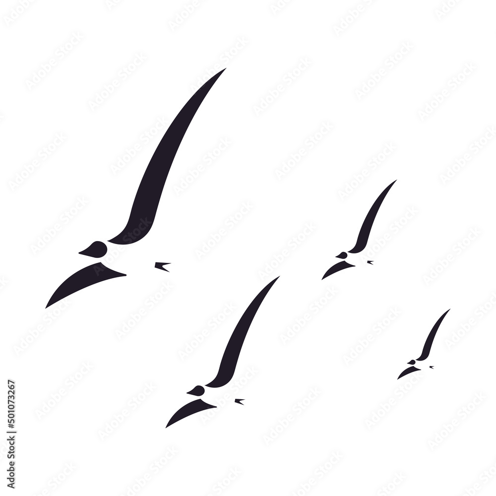 Obraz premium Seagulls on white background, vector illustration
