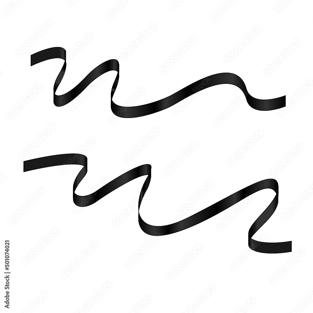 Decorative Black Satin Ribbons isolated on a white background Decorative Black Satin Ribbons isolated on a white background