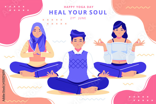 international yoga day illustration background