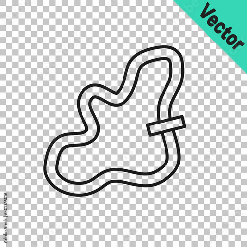 Black line Racing track icon isolated on transparent background. Vector