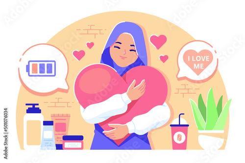 islamic girl self care illustration background