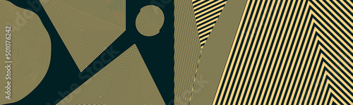 Abstract striped background. Pattern with optical illusion. Triangle shape with lines. Cover design template. Vector illustration for presentation, banner, flyer, poster or brochure.
