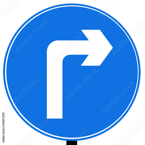 Turn right on this road traffic sign