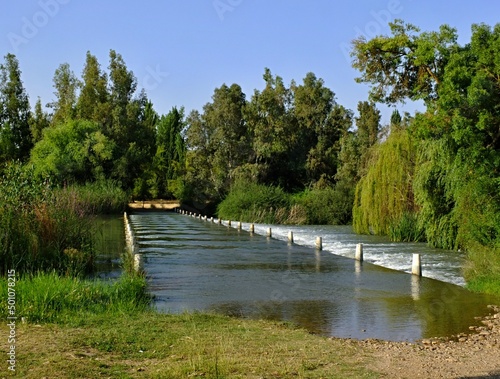 Natural swimming pool at the Guardiana River in Entrerrios, Extremadura - Spain photo