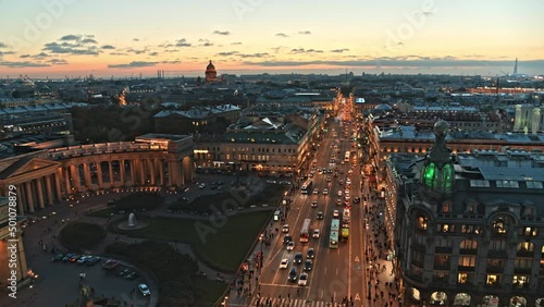Nevsky prospekt aerial view. Saint Peterburg Russia 13.07.2021