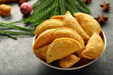 Homemade fresh baked meat curry puffs, 