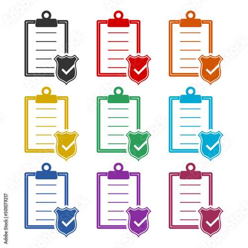Insurance policy icon color set