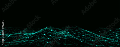 Futuristic dynamic wave with dots and line. Smart wave technology concept. Big data visualizations. Network connections. Vector illustration for website.