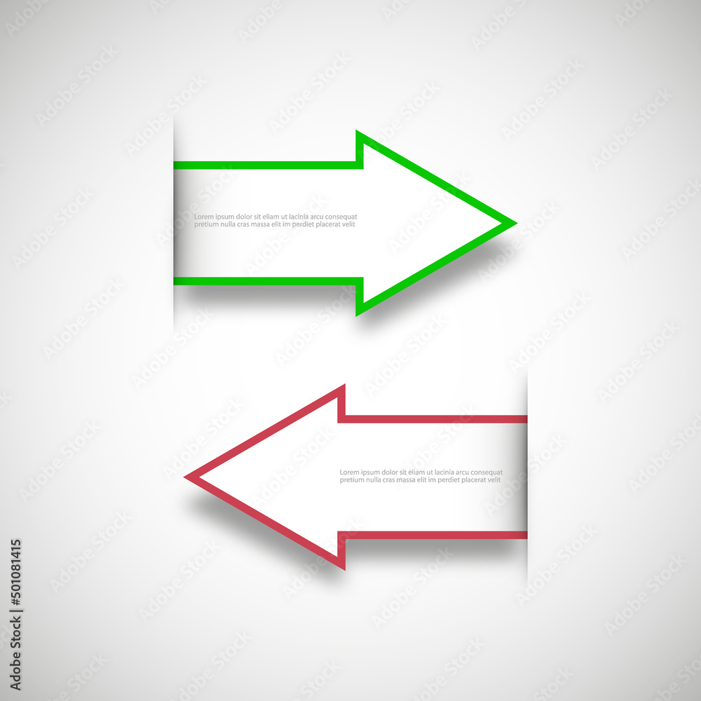 Vector two arrows pointing left and right, arrows with shadows on an abstract background Vector two arrows pointing left and right, arrows with shadows on an abstract background