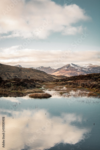 A landscape photograph of hiking through Glencoe in the Scottish Highlands.