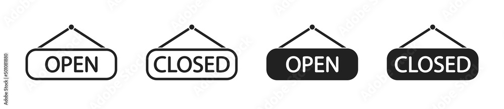 Open and closed icon set. Black and linear. Vector EPS 10 Open and closed icon set. Black and linear. Vector EPS 10