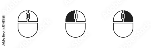 Computer mouse icon set. Linear icon. Left and right button click. Vector EPS 10