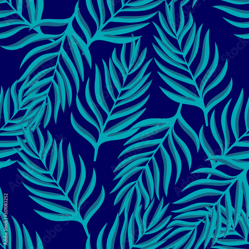 Tropical Leaves Hand drawn Vector Textile Seamless Pattern Design.