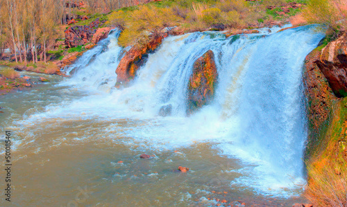 Top view of a beautiful waterfall of Muradiye - Van, Turkey photo