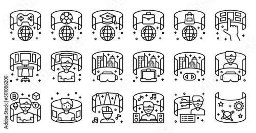Metaverse related vector icon set, line style