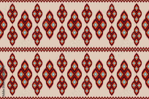 Carpet ethnic pattern art. Ikat seamless pattern in tribal. American, Mexican style. Design for background, wallpaper, vector illustration, fabric, clothing, carpet, textile, batik, embroidery.