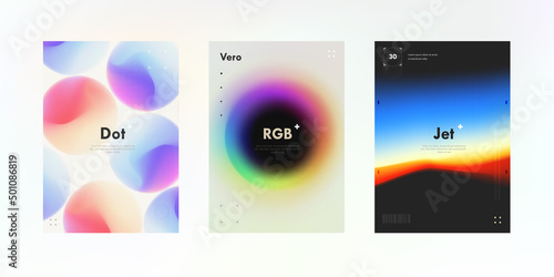 Creative trendy posters set. Modern soft gradient mesh shapes.