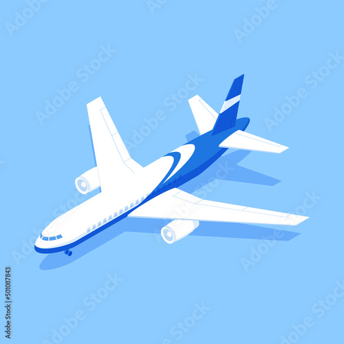 Modern airplane air transportation for passenger and cargo commercial carrying isometric vector illustration. Vehicle with wings for international express goods order post parcel logistic shipment