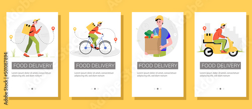 Set of flyers for a food delivery service. Vector illustration for poster, banner, advertisement. © Uliana Rom
