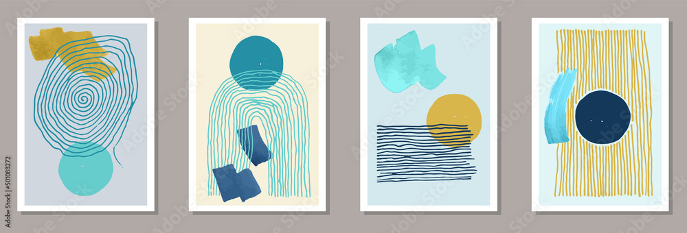 Hand drawn simple postcards vector collection.