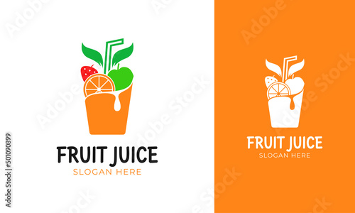 Fruit juice logo design for fresh and healthy drink label