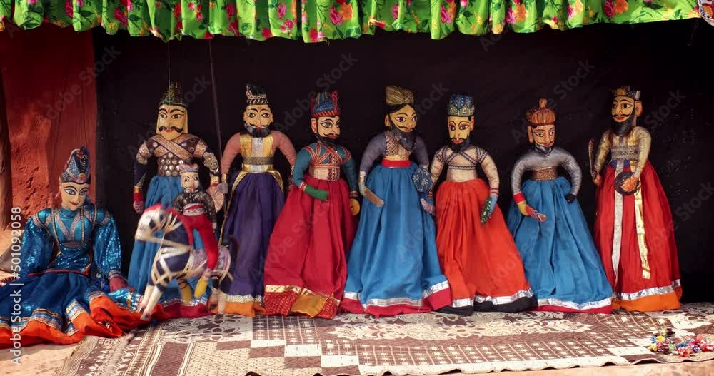 Traditional Rajasthani Kathputli (puppetry) puppets show string puppet