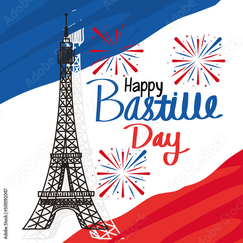 Fototapeta happy bastille day poster