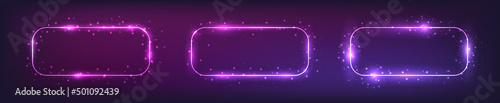Set of neon frames with shining effects